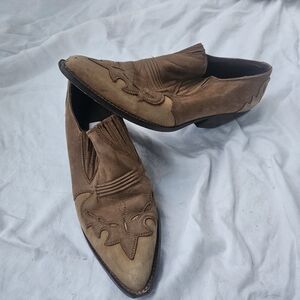 Vintage Guess Georges Marcianos  Leather Western Booties Tan Women's Size 8.5